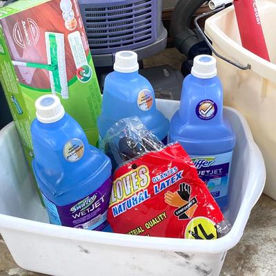 LOT 198: Home Cleaning Equipment / Supplies - Shark Vacuums (Navigator Lift-Away), Swiffer Wet Jet, O-Cedar Mops / Buckets and More