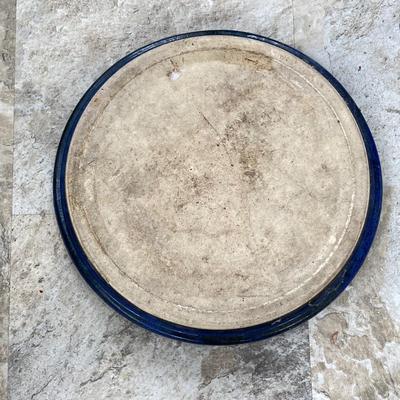 LOT 199: Wicker Accent / Patio Table with Live Aloe Plant, Pottery Fish and More