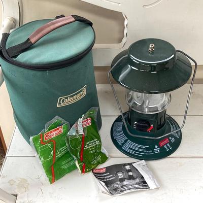 LOT 201: Coleman Lantern in Carry Case with Collection of Coolers and Outdoor Chair