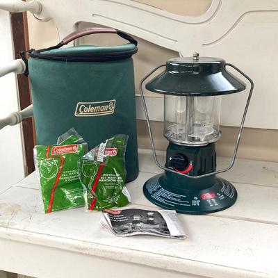 LOT 201: Coleman Lantern in Carry Case with Collection of Coolers and Outdoor Chair