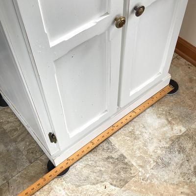 LOT 203: Tall White Storage Cabinet