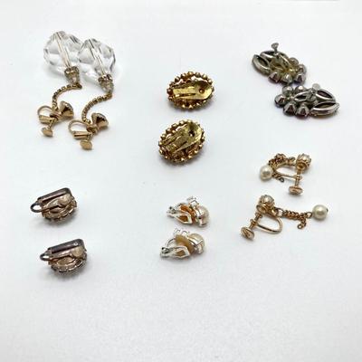 LOT 205: Vintage Clip-on / Screw Back Earring Collection - Coro, Weiss, Vendome and More