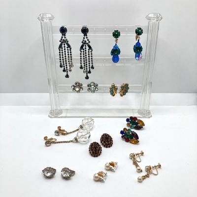 LOT 205: Vintage Clip-on / Screw Back Earring Collection - Coro, Weiss, Vendome and More