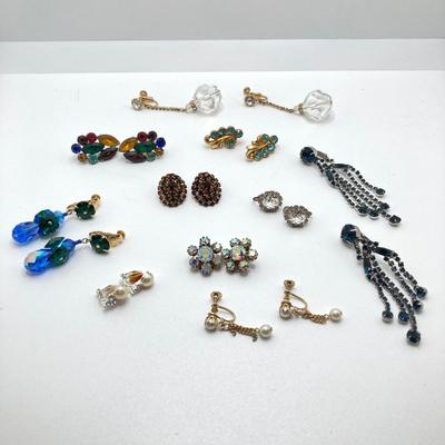 LOT 205: Vintage Clip-on / Screw Back Earring Collection - Coro, Weiss, Vendome and More
