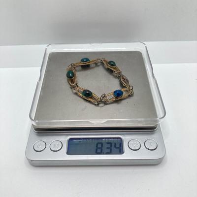 LOT 212: Vintage Sterling Jewelry Collection - Filigree Bracelet and Earrings