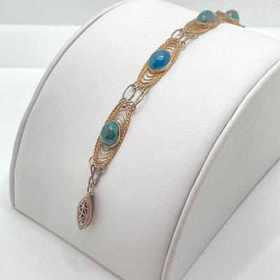 LOT 212: Vintage Sterling Jewelry Collection - Filigree Bracelet and Earrings