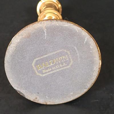 LOT 217: Baldwin Brass Candle Stick Holders with Coil Candle