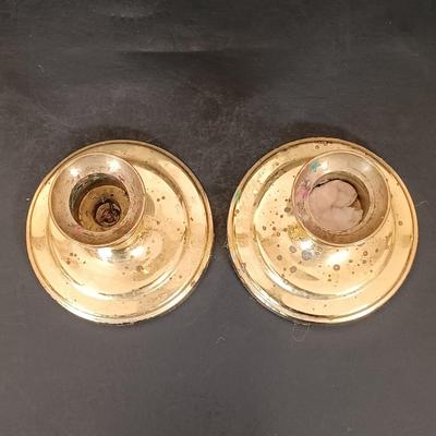 LOT 217: Baldwin Brass Candle Stick Holders with Coil Candle