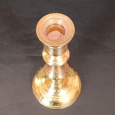 LOT 217: Baldwin Brass Candle Stick Holders with Coil Candle