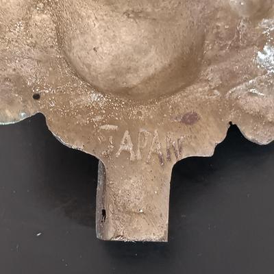 LOT 218: Brass Shelf and Wall Hooks with Willow Tree Figurines, Wilcox-Smith Art Tile & Monet Print