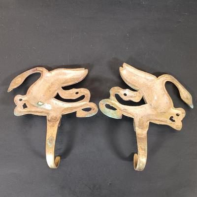 LOT 218: Brass Shelf and Wall Hooks with Willow Tree Figurines, Wilcox-Smith Art Tile & Monet Print