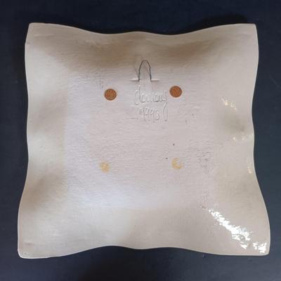 LOT 219: Vintage Barbara Demery Art Plate with Dansk Cheese Plate, 'Sharp' Cheese Knife & More