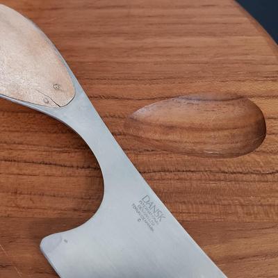 LOT 219: Vintage Barbara Demery Art Plate with Dansk Cheese Plate, 'Sharp' Cheese Knife & More