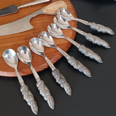 LOT 219: Vintage Barbara Demery Art Plate with Dansk Cheese Plate, 'Sharp' Cheese Knife & More