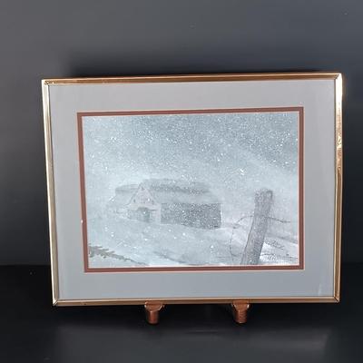 LOT 220: Vintage Kosta Huff Glass Polar Bear with Signed and Numbered Doris Crusenberry Print