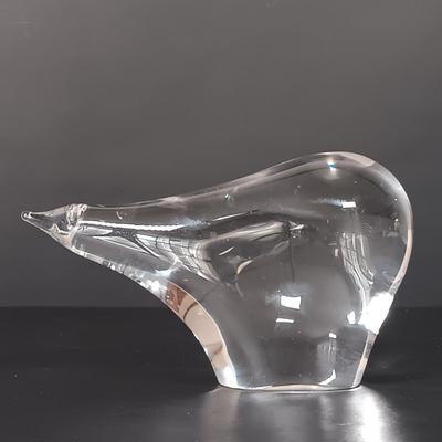 LOT 220: Vintage Kosta Huff Glass Polar Bear with Signed and Numbered Doris Crusenberry Print