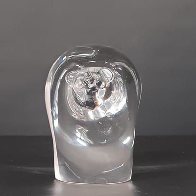 LOT 220: Vintage Kosta Huff Glass Polar Bear with Signed and Numbered Doris Crusenberry Print