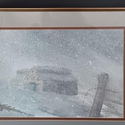 LOT 220: Vintage Kosta Huff Glass Polar Bear with Signed and Numbered Doris Crusenberry Print