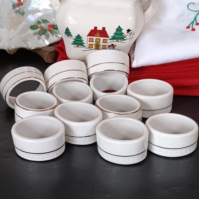LOT 224: Williams Sonoma Twelve Days of Christmas Mugs, Lefton China Cardinal Basket, Jamestown China Creamer and Sugar Bowl & More