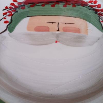 LOT 225: Vietri Old St. Nick Serving Dish, Plate and Salt and Pepper Shakers with La Dolce Vita Snowman Plate, Hallmark Candle Holders...