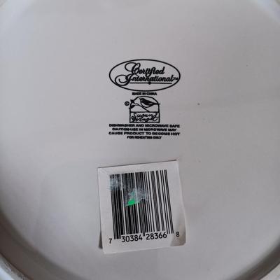 LOT 225: Vietri Old St. Nick Serving Dish, Plate and Salt and Pepper Shakers with La Dolce Vita Snowman Plate, Hallmark Candle Holders...