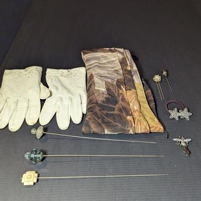 Vintage White Gloves Scarf & Hair Pins