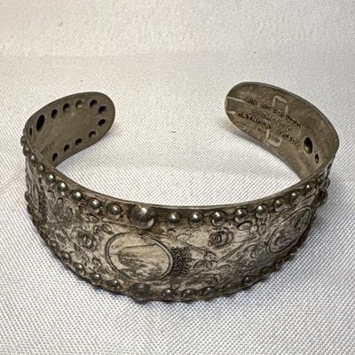 EJ Towle Catholic Rosary Cuff - Fine Silver