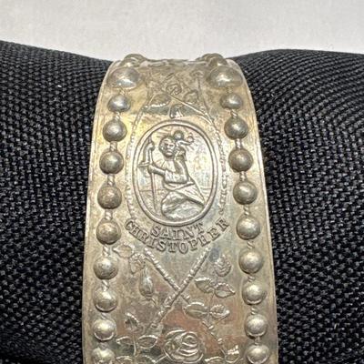 EJ Towle Catholic Rosary Cuff - Fine Silver