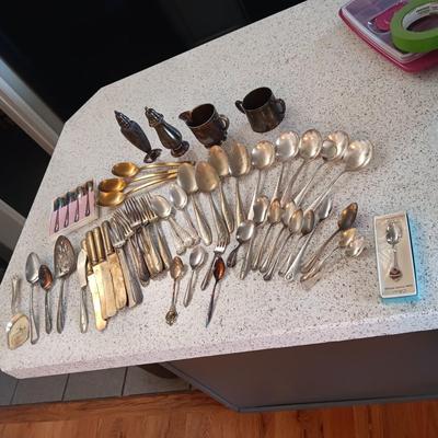 MISC FLATWARE, SOUVENIR SPOONS AND MORE