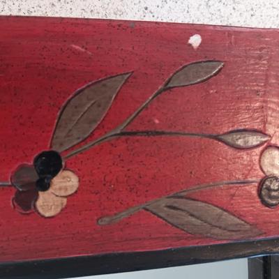 THICK, HAND PAINTED, WOODEN FRAMED WALL MIRROR