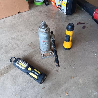 6 TON HYDRAULIC BOTTLE JACK, BRAUN MULTI POSITION MAGNETIC FLASHLIGHT