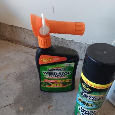 FULL CONTAINERS OF WEED STOP AND HOME DEFENSE, PARTIAL WASP SPRAY