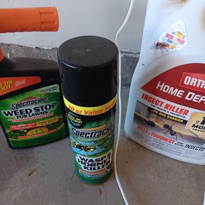 FULL CONTAINERS OF WEED STOP AND HOME DEFENSE, PARTIAL WASP SPRAY