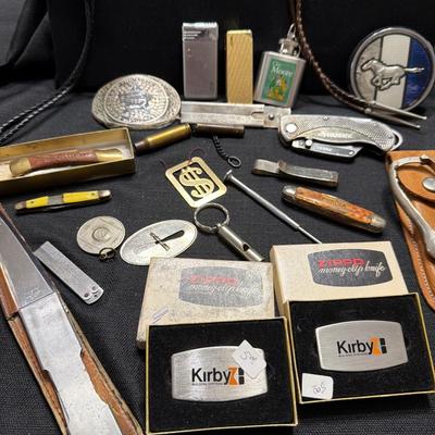Sale Photo Thumbnail #189: Lighters, Money Clip, Pocket Knives, Bolos Belt buckles