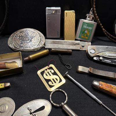 Sale Photo Thumbnail #194: Lighters, Money Clip, Pocket Knives, Bolos Belt buckles