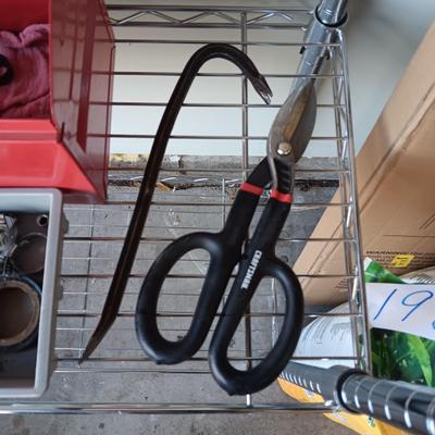 HOMAK METAL TOOL BOX WITH A SHELF AND A FEW TOOLS