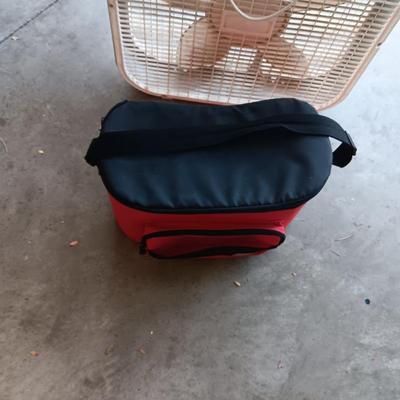 COLEMAN SOFT SIDED COOLER AND A BOX FAN