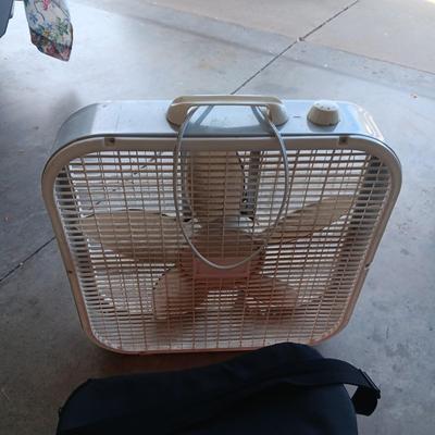 COLEMAN SOFT SIDED COOLER AND A BOX FAN
