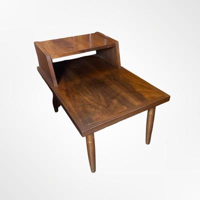 Mid-Century Two-Tier Wooden Side Table