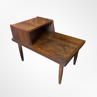 Mid-Century Two-Tier Wooden Side Table