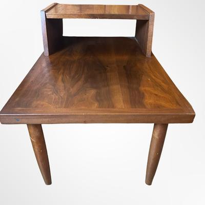 Mid-Century Two-Tier Wooden Side Table
