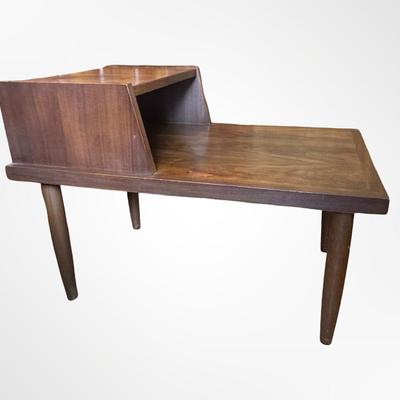 Mid-Century Two-Tier Wooden Side Table