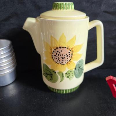 Vintage Kitchen - Molds - flour sifter - Sunflower pitcher - jars and more