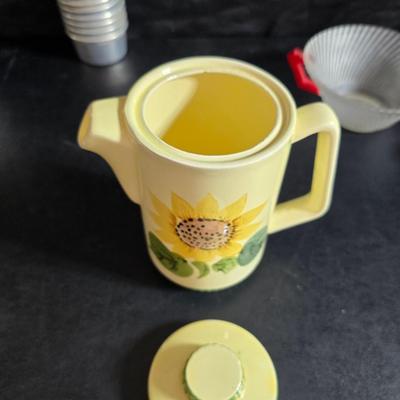 Vintage Kitchen - Molds - flour sifter - Sunflower pitcher - jars and more