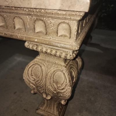 Sale Photo Thumbnail #10: Beautiful stone coffee table very heavy small chip on glass insert