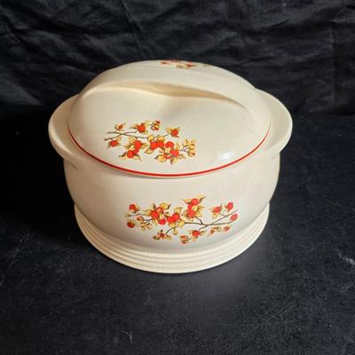Cambridge covered casserole dish in the "Bittersweet" pattern - Orgreenic frying pan - silicone hot pads - kitchen towels and more
