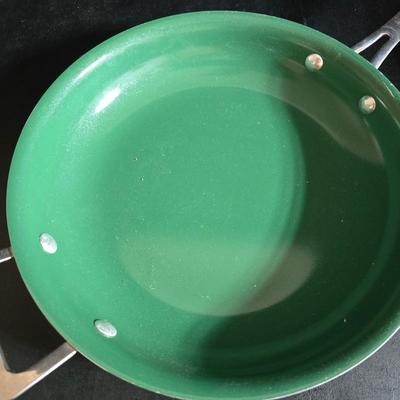 Cambridge covered casserole dish in the "Bittersweet" pattern - Orgreenic frying pan - silicone hot pads - kitchen towels and more