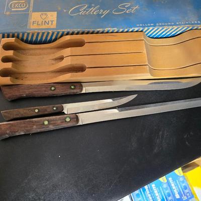 Cast Iron skillet - Ekco Flint cutlery set - rooster hot pads - Weber kettle cover - clock n flame lighters and more