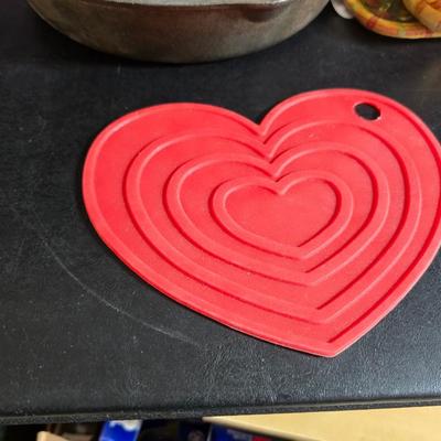 Cast Iron skillet - Ekco Flint cutlery set - rooster hot pads - Weber kettle cover - clock n flame lighters and more