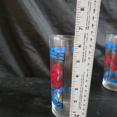 USA Marked commemorative dairy pitcher - with Pepsi-stained glass like glasses and vintage glass bowls